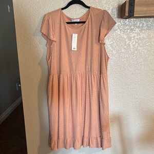 Gilli Women's Peach Flutter Sleeve Midi Dress